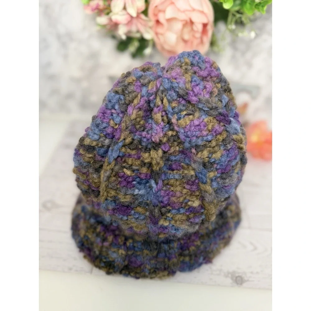 Cappellificio Fiorentino Wool‎ Blend Purple Knitted Beanie Hat Made In Italy EUC